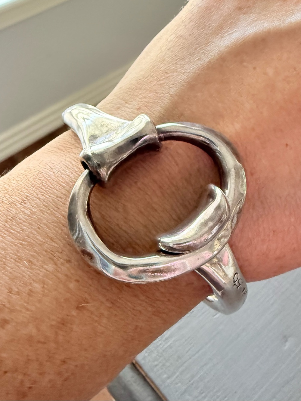 UNO de 50 Polished Silver Open Circle Bracelet